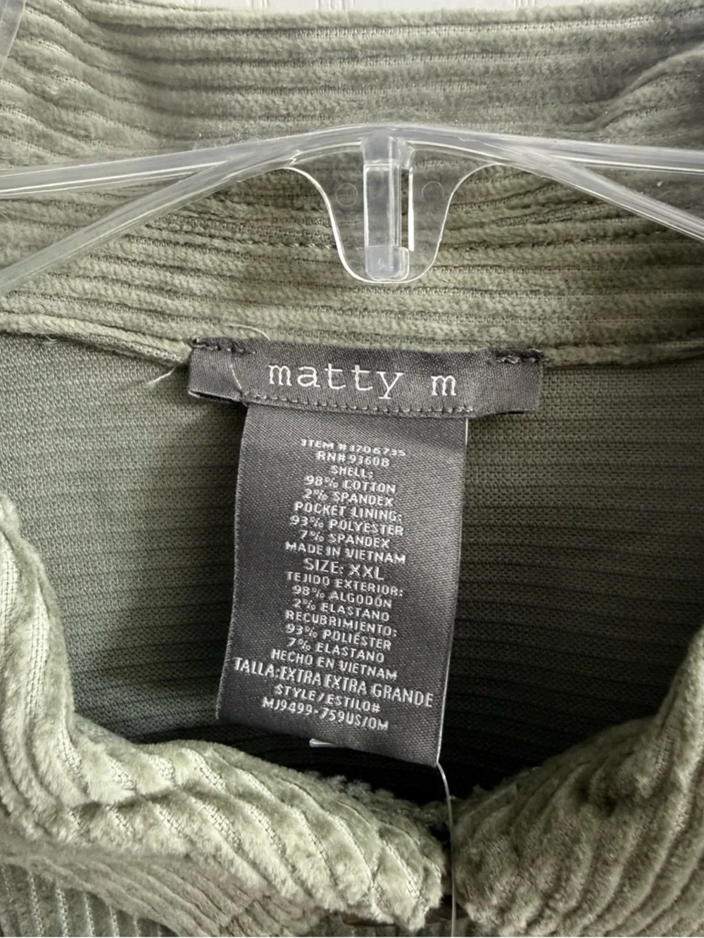 Matty M Olive Corduroy Shirt Jacket - Picture 3 of 7